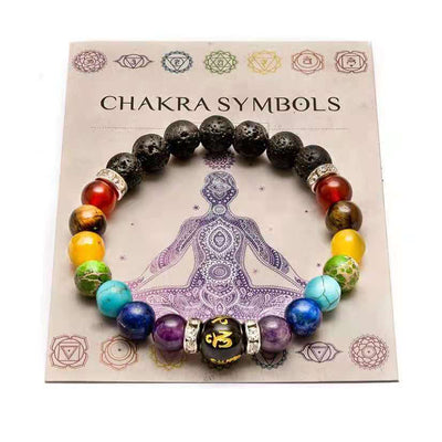 7 Chakra Bracelet with Meaning Card for Healing Anxiety in Men and Women