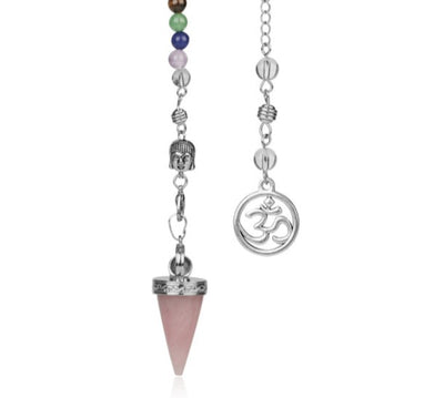 Natural Stone Cone Pendulums Crystal 3D Buddha 7 Chakras Chain