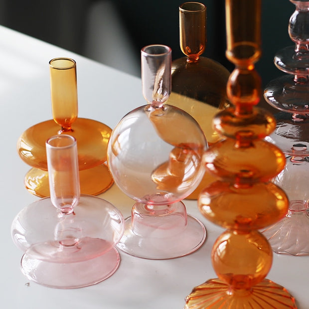 Nordic Colorful Glass Candle Holders