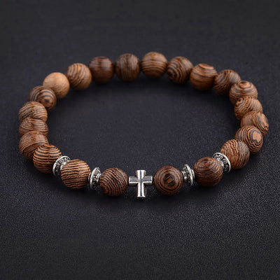 Hot Men Natural Wood Beads Onyx Meditation Prayer Bead Bracelet