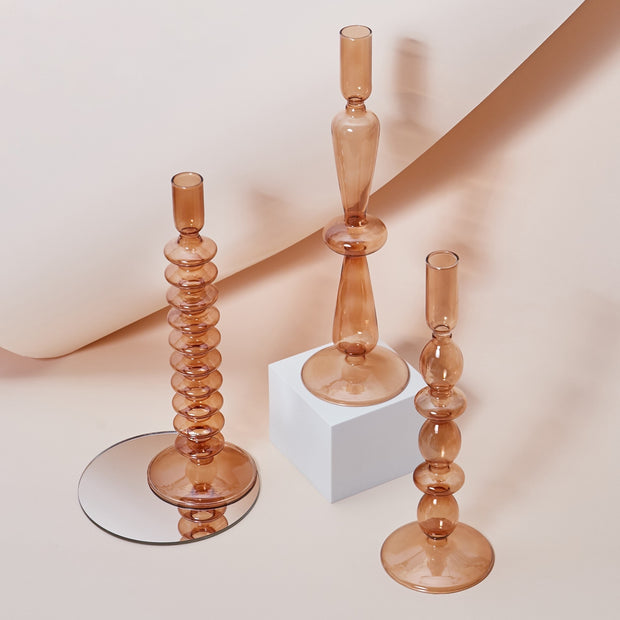 Glass Taper Candle Stick Holders
