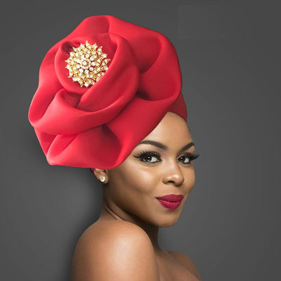 Trendy Women Big Flower with Diamonds Turban Head Wrap