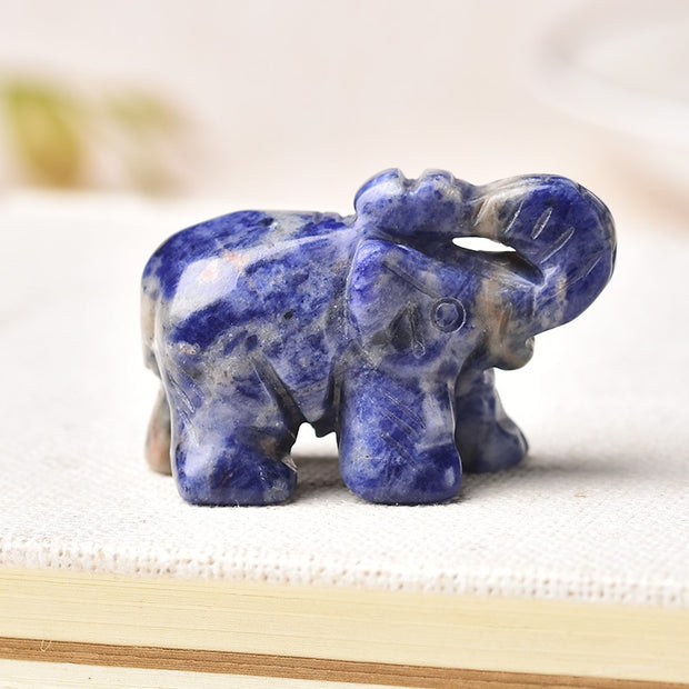 Hand Carved Gemstone 1 PC Elephant Figurine, Natural Stone, Crystal Craft Chakra Meditation, Home Decor