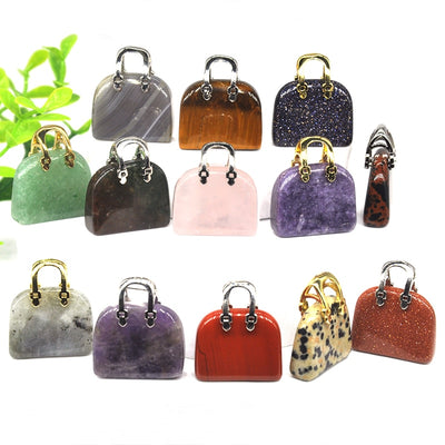 1pc Handbag Model Statue Natural Chakra Semi-precious Stone Quartz Ornament Bag Healing Reiki Figurine Crystals