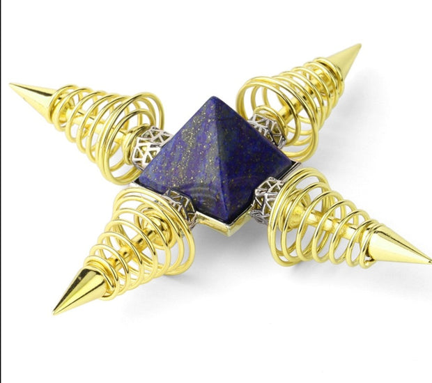 Natural Stones Pyramid 4 Points Spring Cone Energy Healing Spiritual Meditation Pendulums
