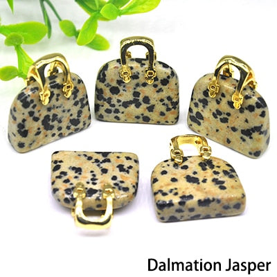 1pc Handbag Model Statue Natural Chakra Semi-precious Stone Quartz Ornament Bag Healing Reiki Figurine Crystals
