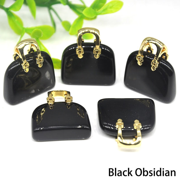 1pc Handbag Model Statue Natural Chakra Semi-precious Stone Quartz Ornament Bag Healing Reiki Figurine Crystals