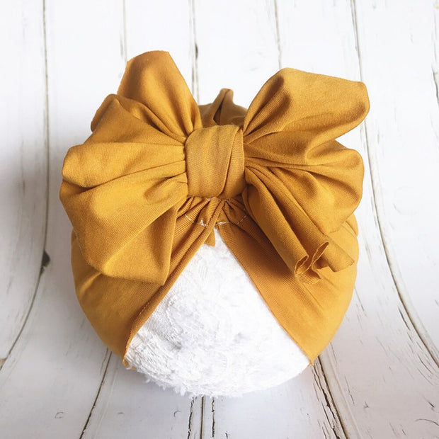 Solid Ribbed Bunny Knot Turban Hats for Baby Bonnet Newborn Toddler 0-4T Headwraps