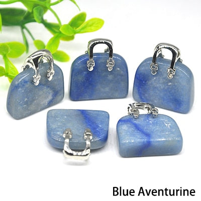 1pc Handbag Model Statue Natural Chakra Semi-precious Stone Quartz Ornament Bag Healing Reiki Figurine Crystals