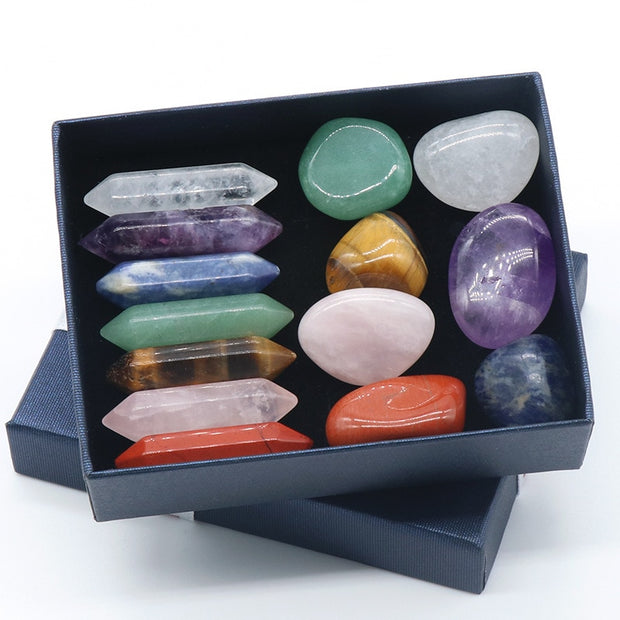 14PCS/Set Natural Stone Crystal Gemstone Chakras Healing Stone