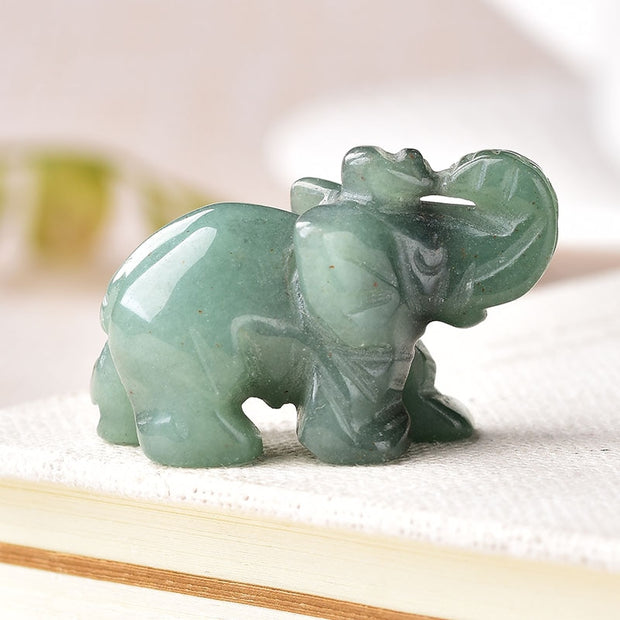 Hand Carved Gemstone 1 PC Elephant Figurine, Natural Stone, Crystal Craft Chakra Meditation, Home Decor
