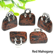 1pc Handbag Model Statue Natural Chakra Semi-precious Stone Quartz Ornament Bag Healing Reiki Figurine Crystals