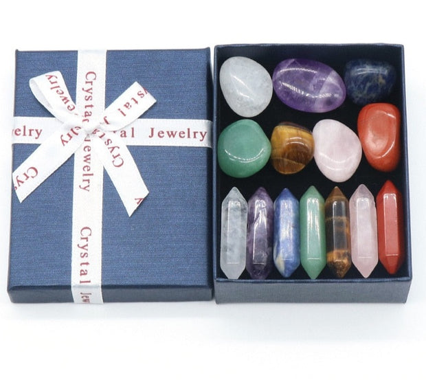 14PCS/Set Natural Stone Crystal Gemstone Chakras Healing Stone