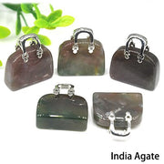 1pc Handbag Model Statue Natural Chakra Semi-precious Stone Quartz Ornament Bag Healing Reiki Figurine Crystals
