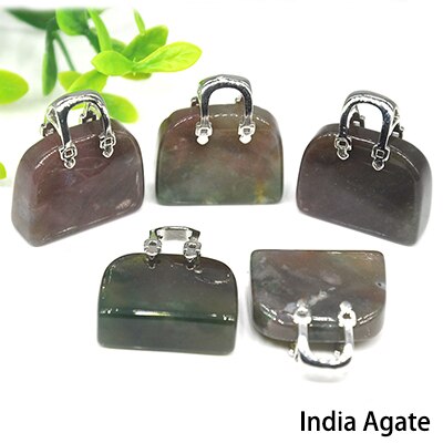 1pc Handbag Model Statue Natural Chakra Semi-precious Stone Quartz Ornament Bag Healing Reiki Figurine Crystals
