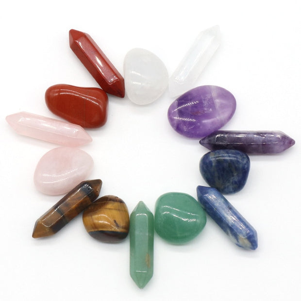 14PCS/Set Natural Stone Crystal Gemstone Chakras Healing Stone