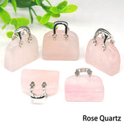 1pc Handbag Model Statue Natural Chakra Semi-precious Stone Quartz Ornament Bag Healing Reiki Figurine Crystals