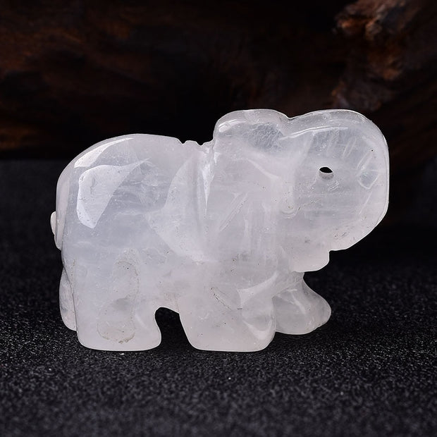 Hand Carved Gemstone 1 PC Elephant Figurine, Natural Stone, Crystal Craft Chakra Meditation, Home Decor