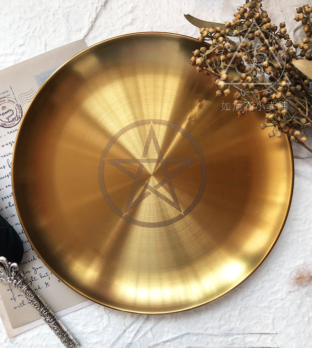 Astrology Pentagram Candlestick Table Altar Plate