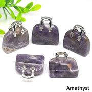 1pc Handbag Model Statue Natural Chakra Semi-precious Stone Quartz Ornament Bag Healing Reiki Figurine Crystals