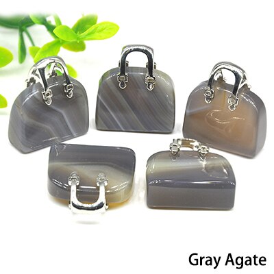 1pc Handbag Model Statue Natural Chakra Semi-precious Stone Quartz Ornament Bag Healing Reiki Figurine Crystals
