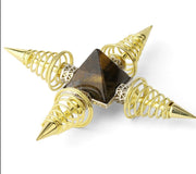 Natural Stones Pyramid 4 Points Spring Cone Energy Healing Spiritual Meditation Pendulums