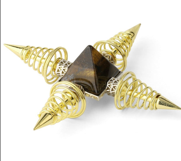 Natural Stones Pyramid 4 Points Spring Cone Energy Healing Spiritual Meditation Pendulums