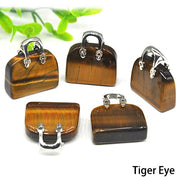 1pc Handbag Model Statue Natural Chakra Semi-precious Stone Quartz Ornament Bag Healing Reiki Figurine Crystals