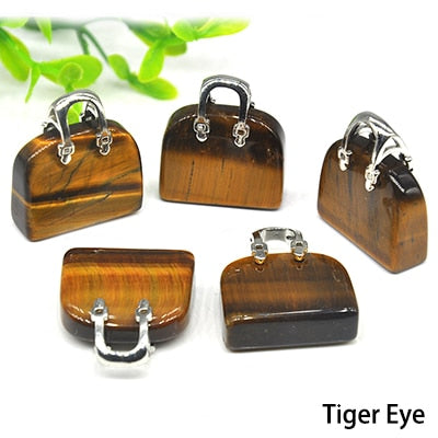1pc Handbag Model Statue Natural Chakra Semi-precious Stone Quartz Ornament Bag Healing Reiki Figurine Crystals