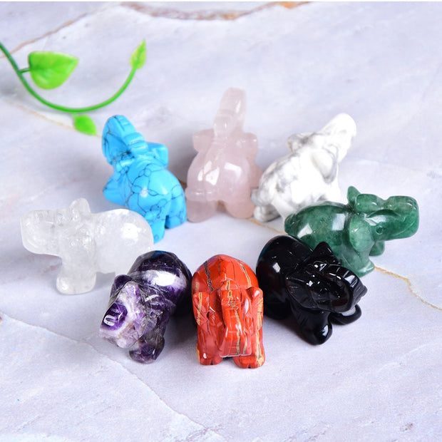 Hand Carved Gemstone 1 PC Elephant Figurine, Natural Stone, Crystal Craft Chakra Meditation, Home Decor
