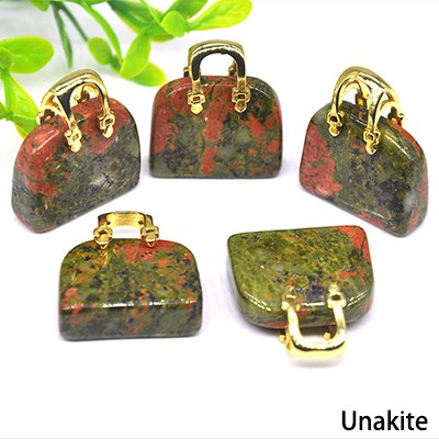 1pc Handbag Model Statue Natural Chakra Semi-precious Stone Quartz Ornament Bag Healing Reiki Figurine Crystals