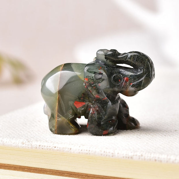 Hand Carved Gemstone 1 PC Elephant Figurine, Natural Stone, Crystal Craft Chakra Meditation, Home Decor
