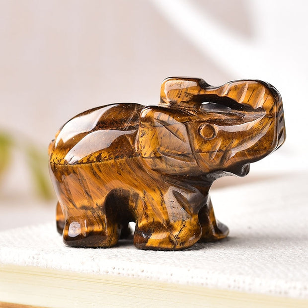 Hand Carved Gemstone 1 PC Elephant Figurine, Natural Stone, Crystal Craft Chakra Meditation, Home Decor
