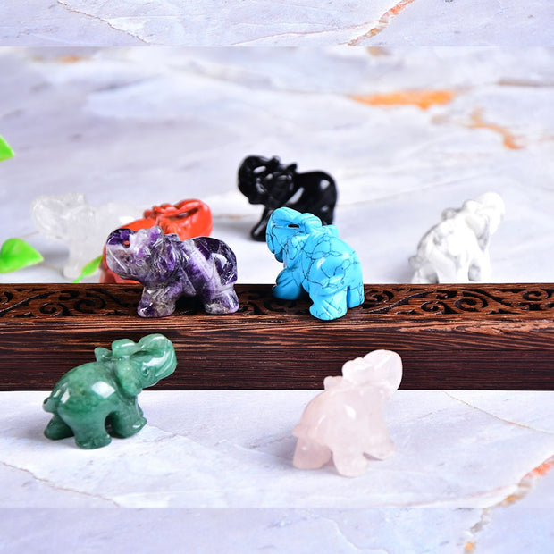 Hand Carved Gemstone 1 PC Elephant Figurine, Natural Stone, Crystal Craft Chakra Meditation, Home Decor