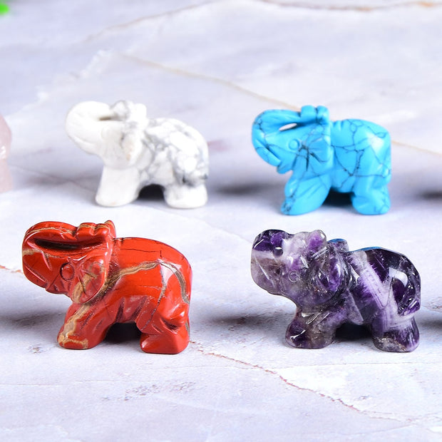 Hand Carved Gemstone 1 PC Elephant Figurine, Natural Stone, Crystal Craft Chakra Meditation, Home Decor