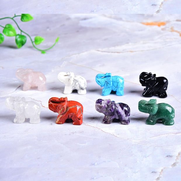 Hand Carved Gemstone 1 PC Elephant Figurine, Natural Stone, Crystal Craft Chakra Meditation, Home Decor