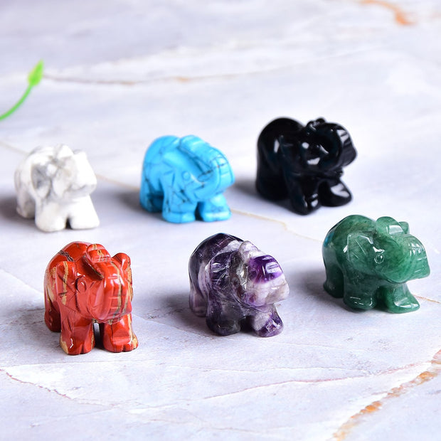 Hand Carved Gemstone 1 PC Elephant Figurine, Natural Stone, Crystal Craft Chakra Meditation, Home Decor