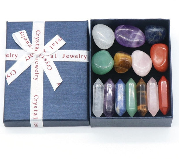 14PCS/Set Natural Stone Crystal Gemstone Chakras Healing Stone