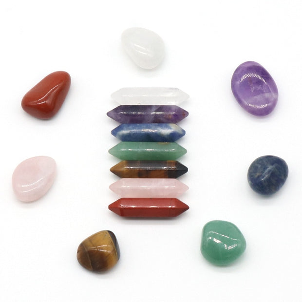14PCS/Set Natural Stone Crystal Gemstone Chakras Healing Stone