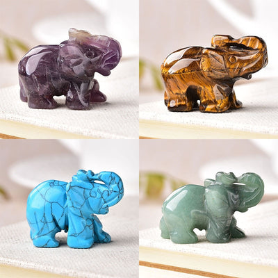 Hand Carved Gemstone 1 PC Elephant Figurine, Natural Stone, Crystal Craft Chakra Meditation, Home Decor