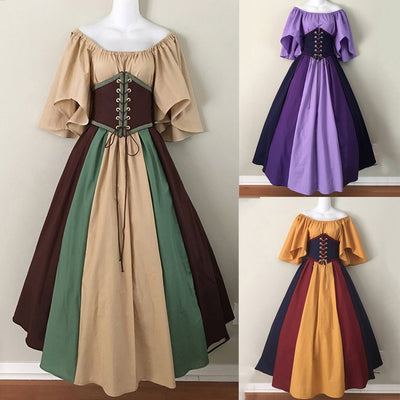 Women Off Shoulder Dress Elegant Patterns Printed Casual Sleeveless Pockets Long Dress
