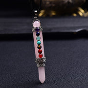 1PC Natural Stone 7 Chakra Pencil Point Pendulum for dowsing