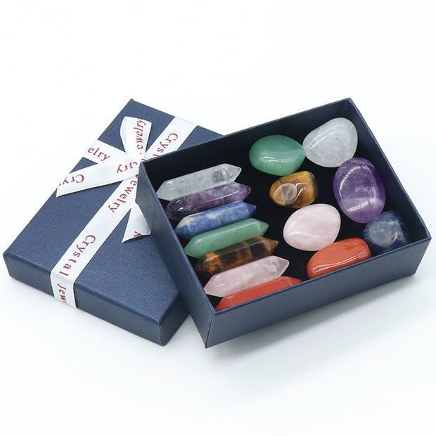 14PCS/Set Natural Stone Crystal Gemstone Chakras Healing Stone