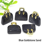 1pc Handbag Model Statue Natural Chakra Semi-precious Stone Quartz Ornament Bag Healing Reiki Figurine Crystals