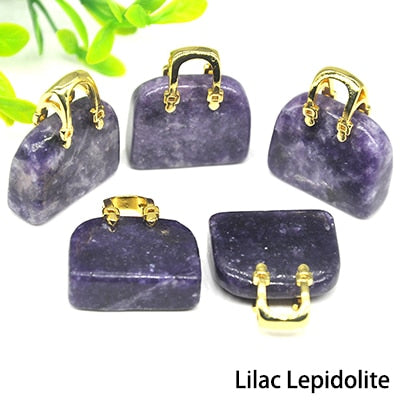 1pc Handbag Model Statue Natural Chakra Semi-precious Stone Quartz Ornament Bag Healing Reiki Figurine Crystals