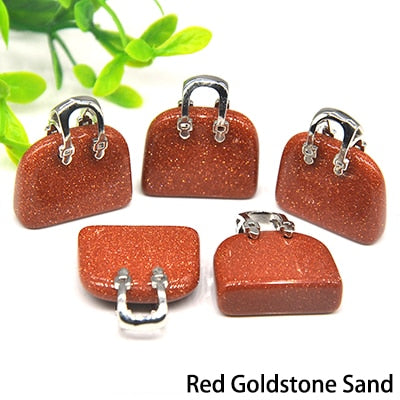 1pc Handbag Model Statue Natural Chakra Semi-precious Stone Quartz Ornament Bag Healing Reiki Figurine Crystals