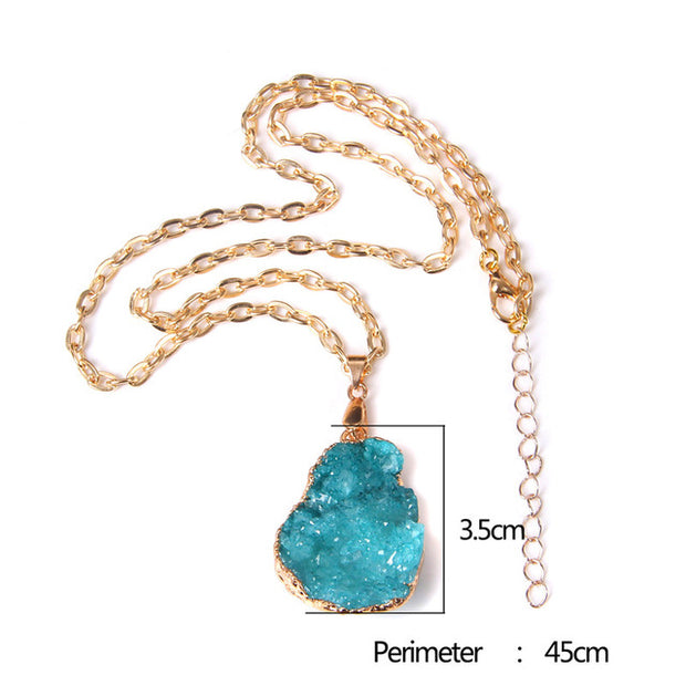 Women's Crystal Healing Energy Necklace w/Metal Chain