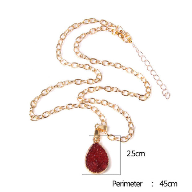 Women's Crystal Healing Energy Necklace w/Metal Chain