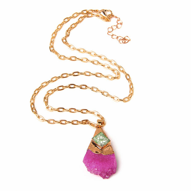Women's Crystal Healing Energy Necklace w/Metal Chain