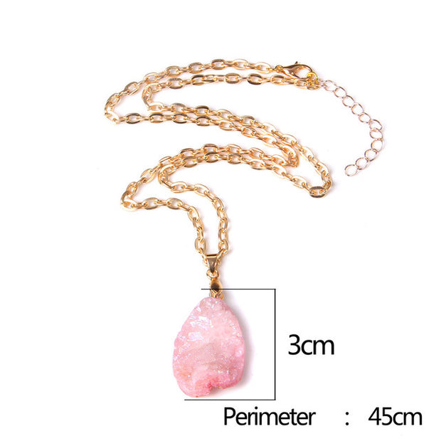 Women's Crystal Healing Energy Necklace w/Metal Chain